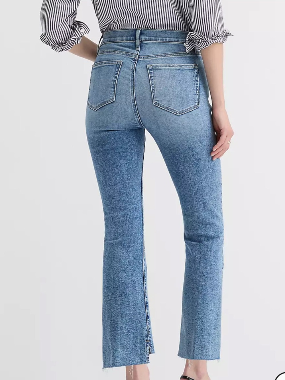 Step Hem High Rise Kick Crop Jeans in Classic Mid Wash size 25/0 - Picture 3 of 5